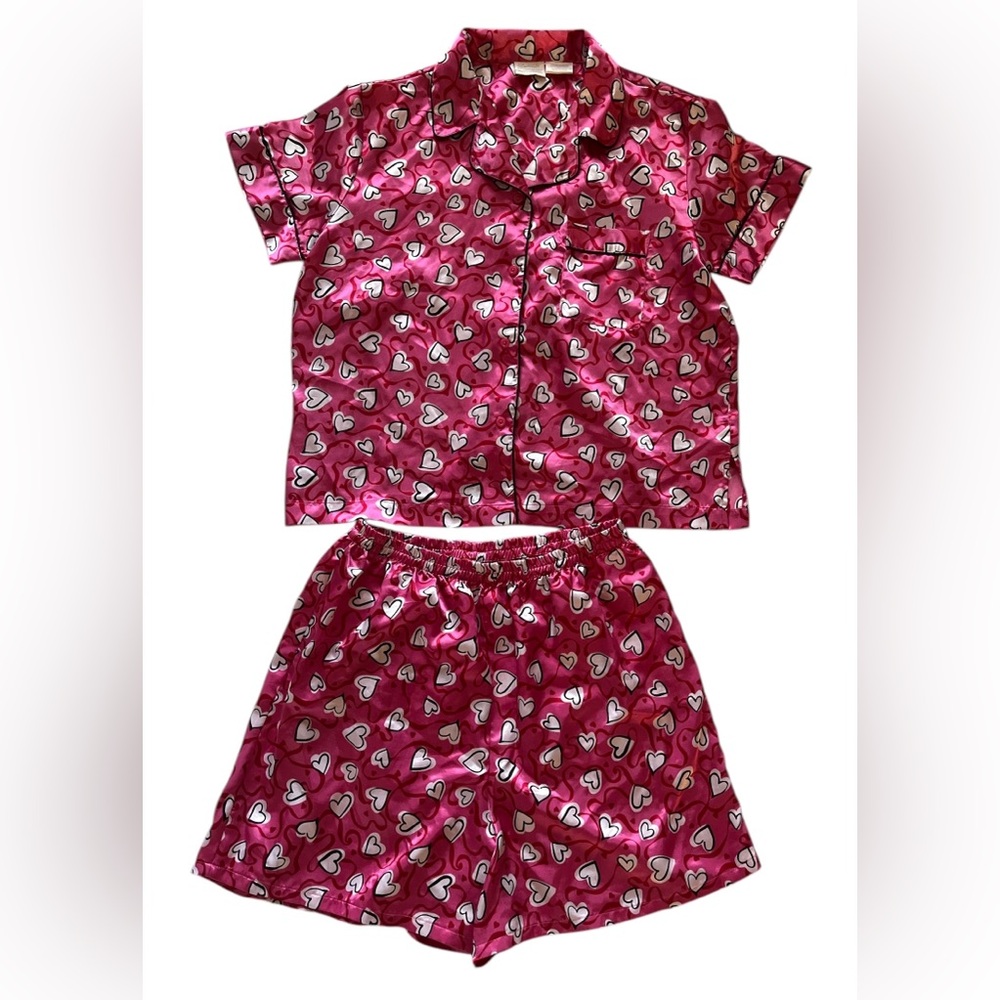 Women’s Vintage Pajamas Shorts Set Size M Delicate Treasures Valentine’s Hearts